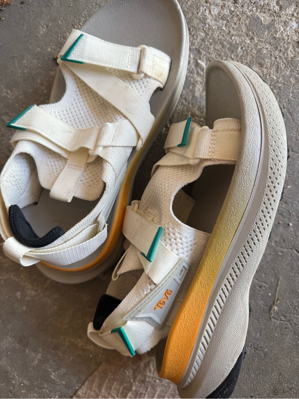 Teva Cream Sandals with Yellow Gradient & Teal Accents